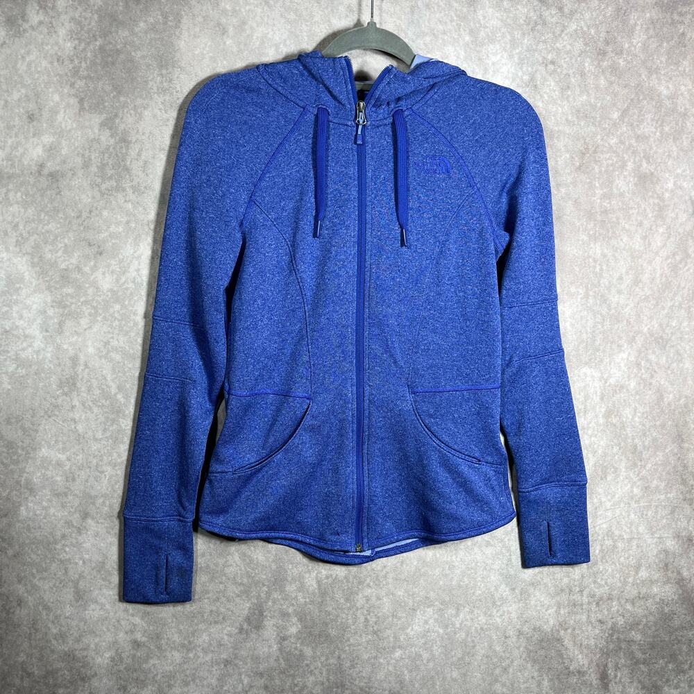 The North Face Hoodie Sweatshirt Womens Small Blue‎ Full Zip Outdoor Pockets
